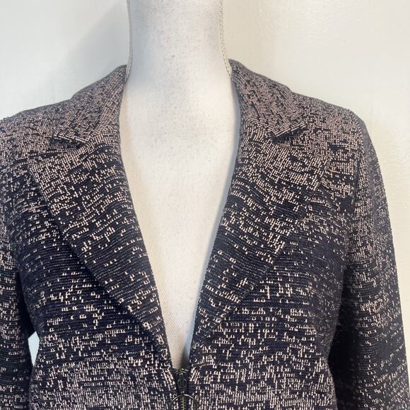 Donna Degnan Blazer Jacket Women's Size 10 Pink Navy Blue Zip Front Stretch - Picture 3 of 9